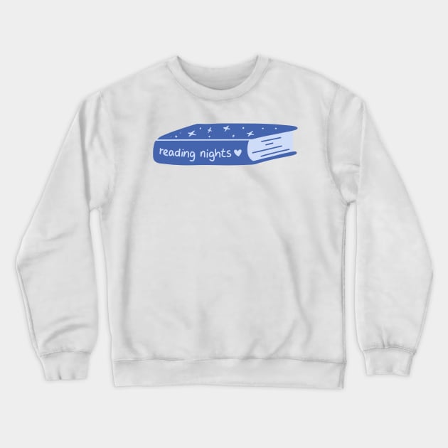 reading nights blue, magic book with stars sticker Crewneck Sweatshirt by loulou-artifex